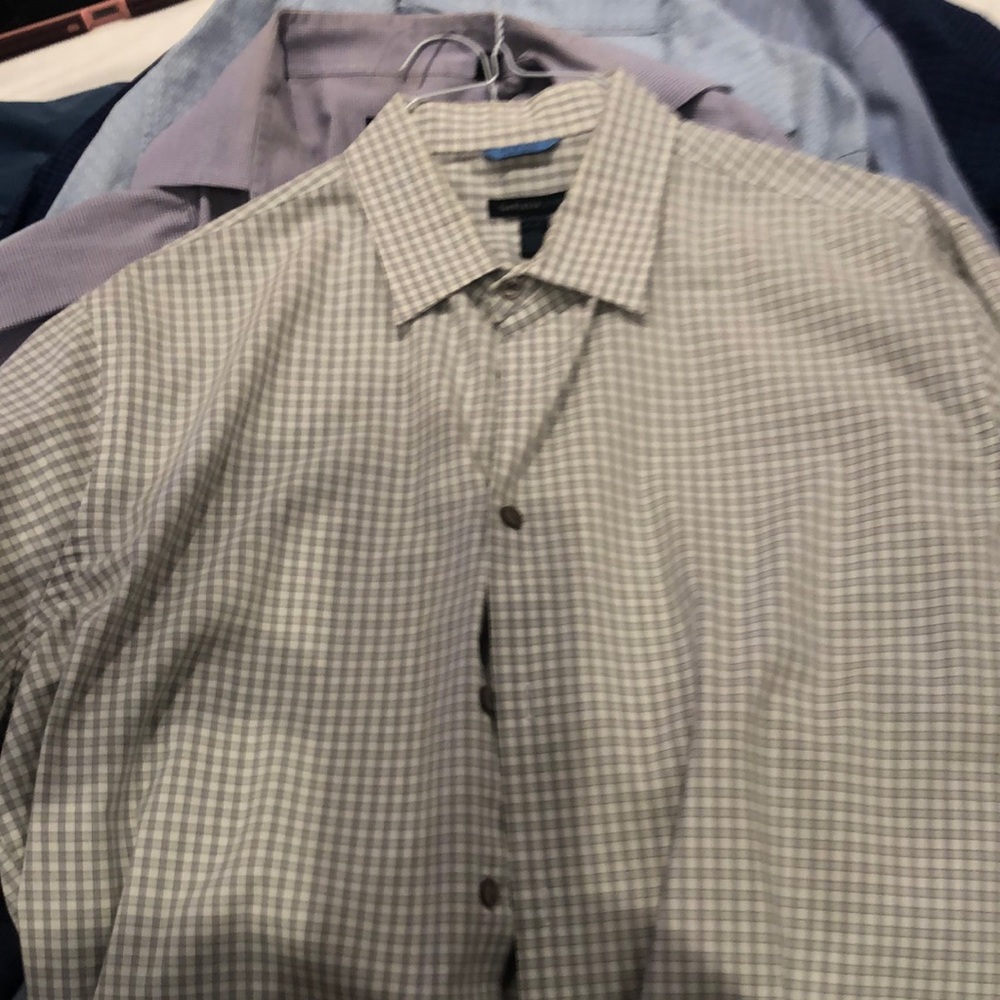 Van Heusen Men's Gray Checkered Dress Shirt